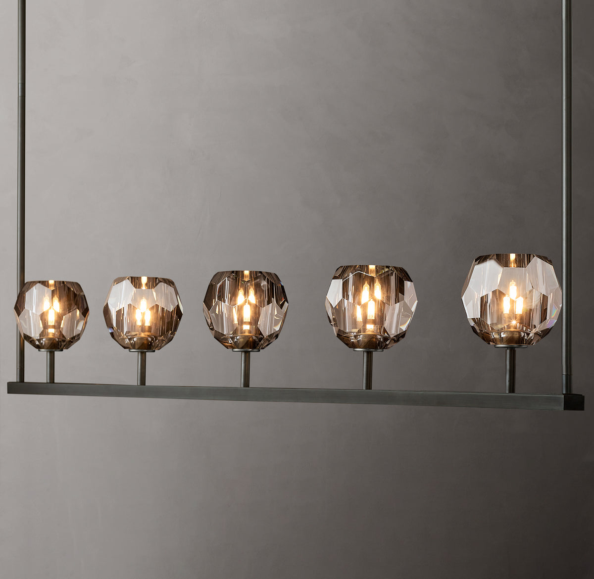 Heritage Boule De Cristal Smoke Glass Linear Chandelier