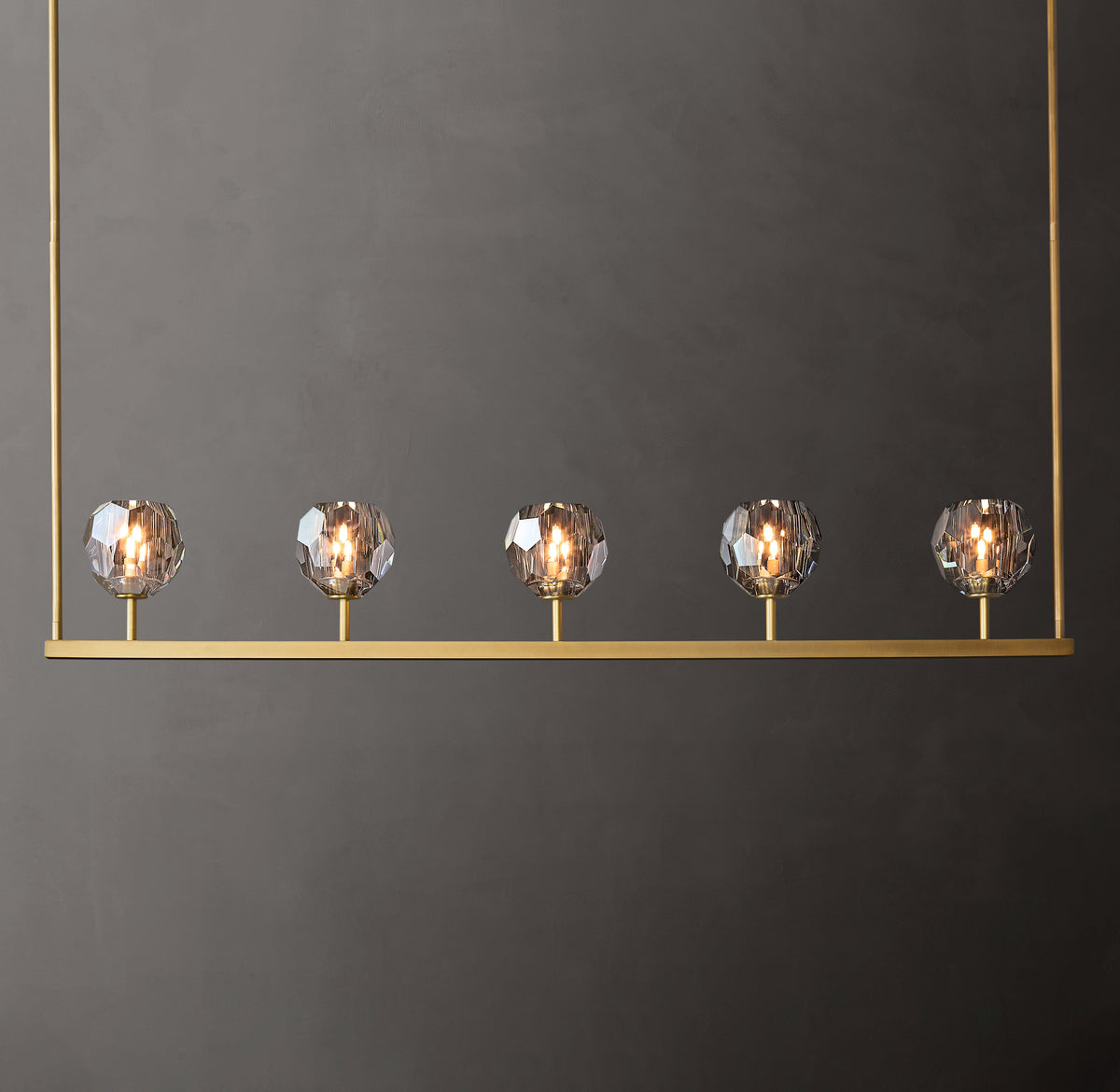 Heritage Boule De Cristal Smoke Glass Linear Chandelier