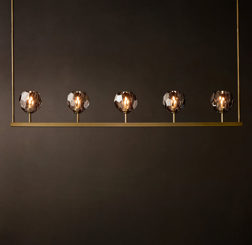 Heritage Boule De Cristal Smoke Glass Linear Chandelier