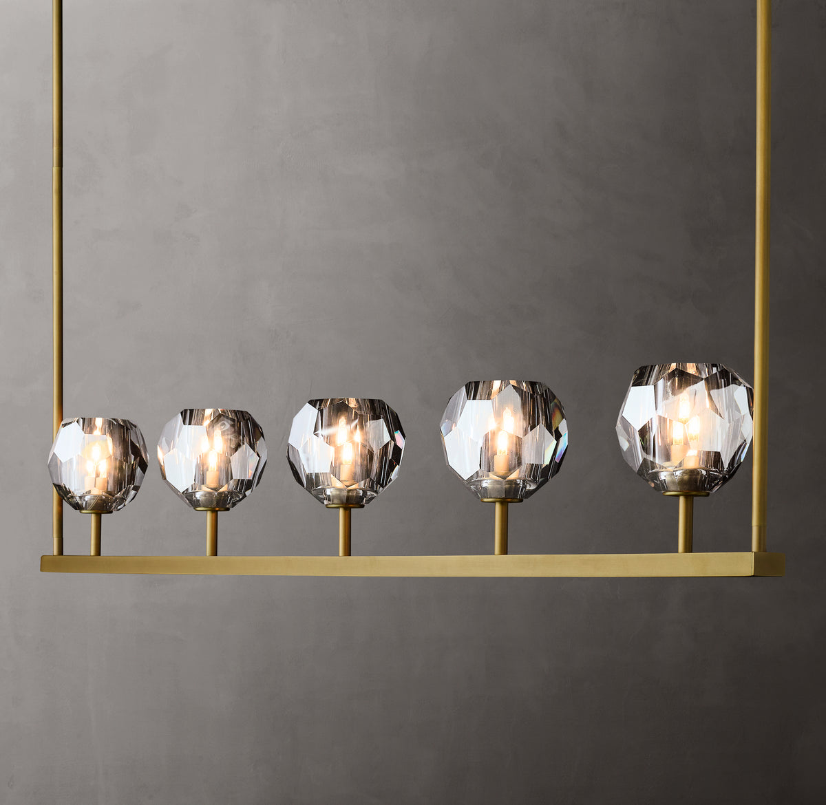 Heritage Boule De Cristal Smoke Glass Linear Chandelier