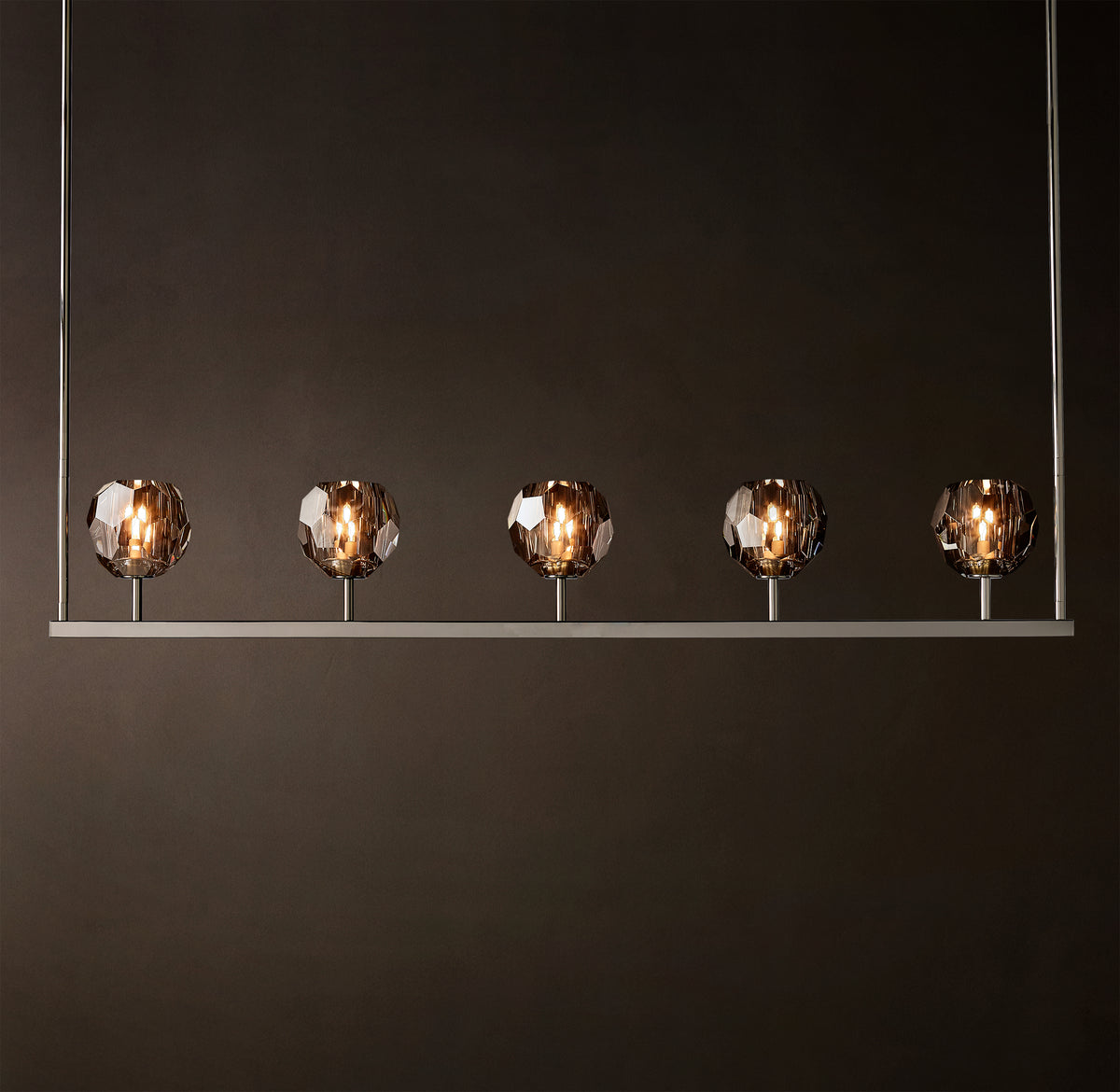 Heritage Boule De Cristal Smoke Glass Linear Chandelier, alternate view