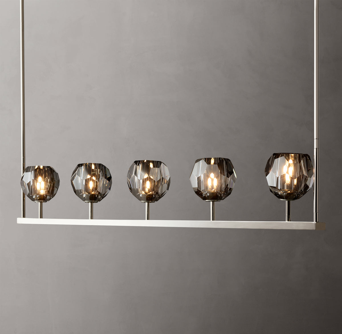 Heritage Boule De Cristal Smoke Glass Linear Chandelier