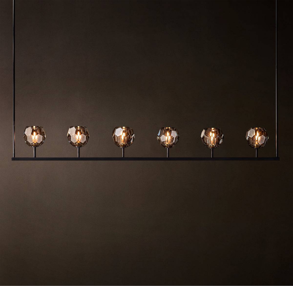 Heritage Boule De Cristal Smoke Glass Linear Chandelier, alternate view
