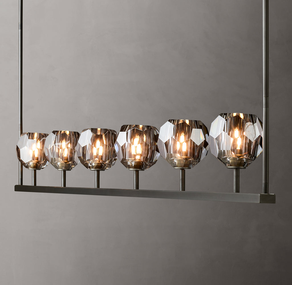 Heritage Boule De Cristal Smoke Glass Linear Chandelier