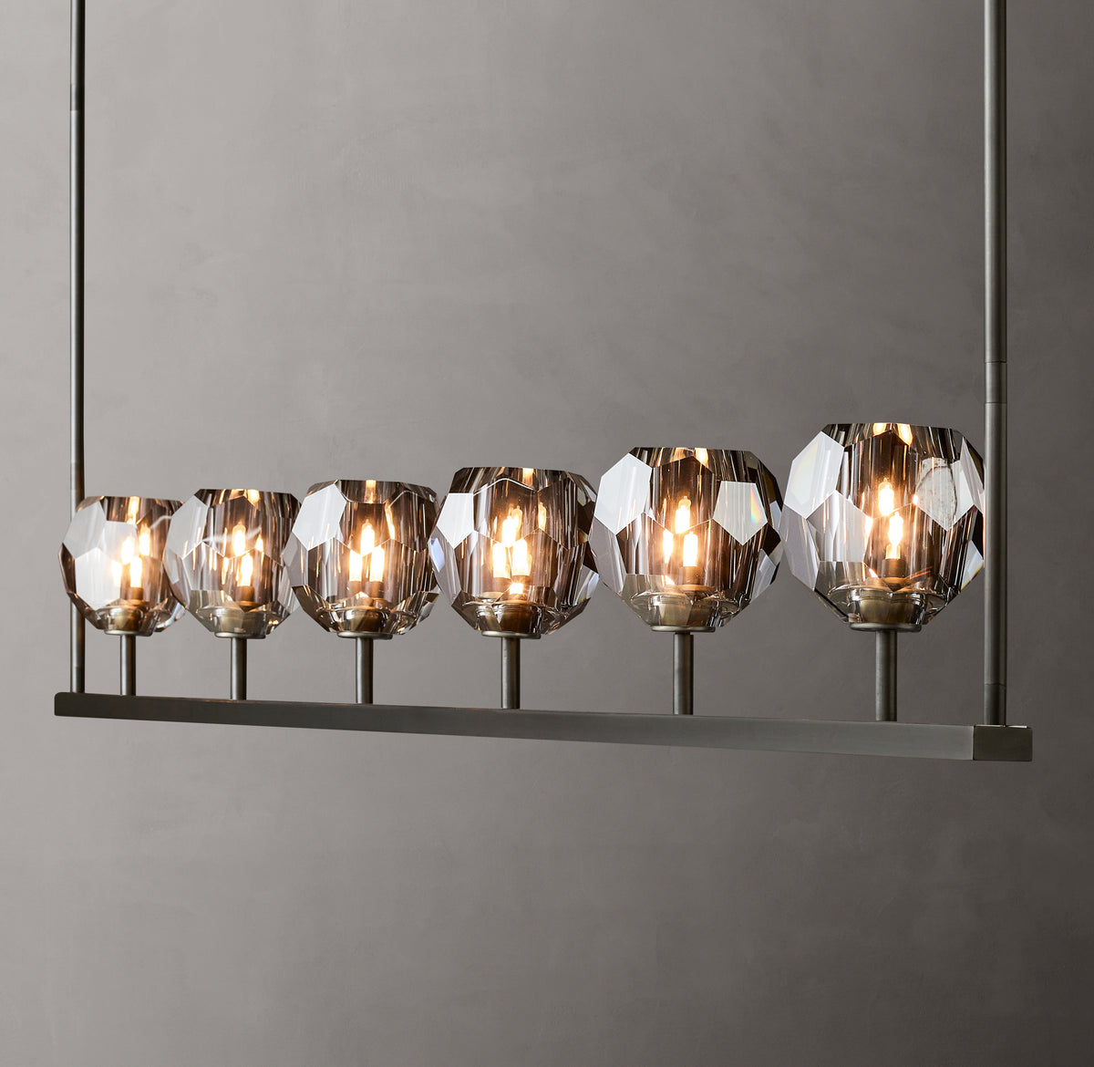 Heritage Boule De Cristal Smoke Glass Linear Chandelier