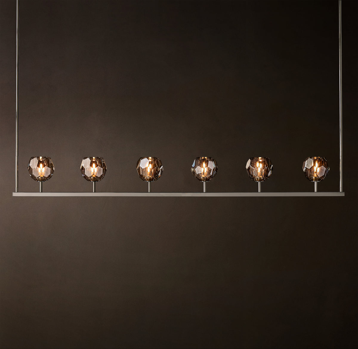 Heritage Boule De Cristal Smoke Glass Linear Chandelier, alternate view