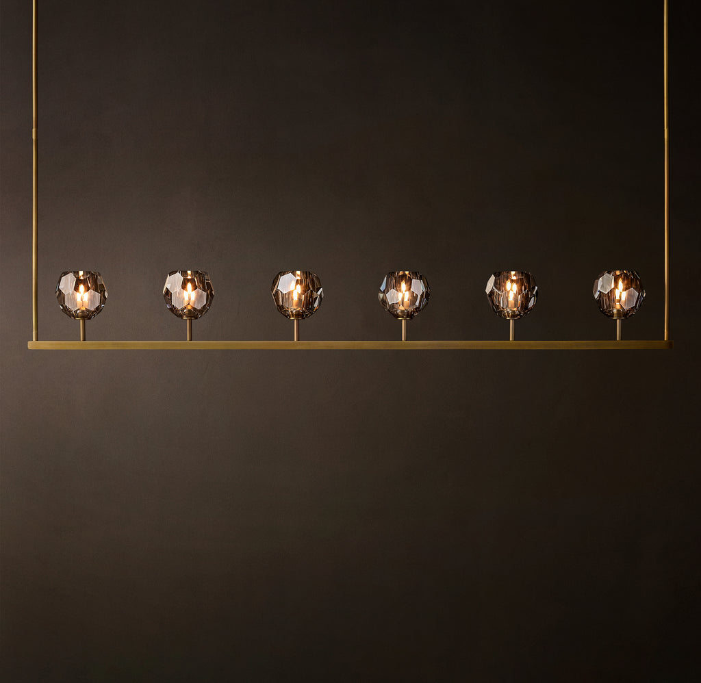 Heritage Boule De Cristal Smoke Glass Linear Chandelier