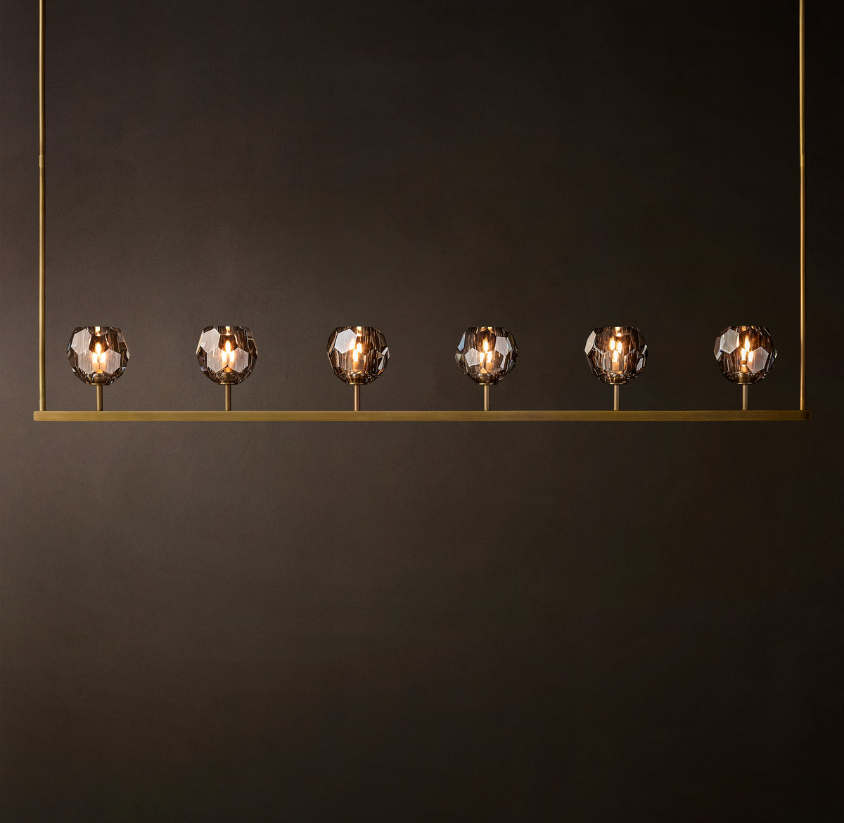 Heritage Boule De Cristal Smoke Glass Linear Chandelier