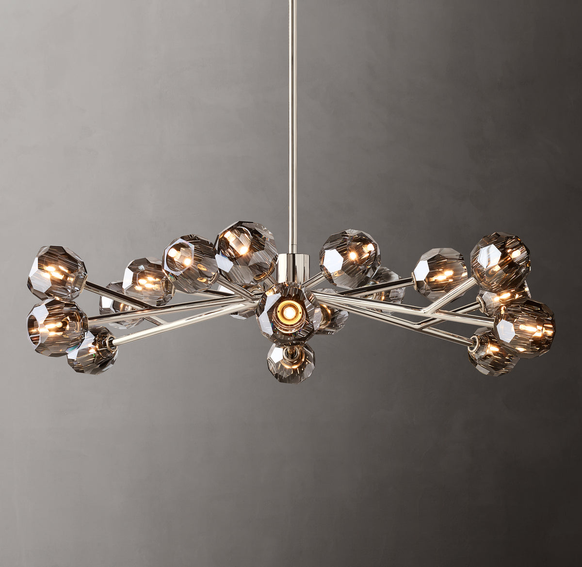 Heritage Boule De Cristal Smoke Glass Round Chandelier – 48" Polished Nickel