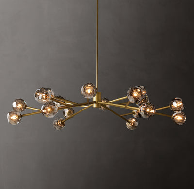 Heritage Boule De Cristal Smoke Glass Round Chandelier – 60" Lacquered Burnished Brass