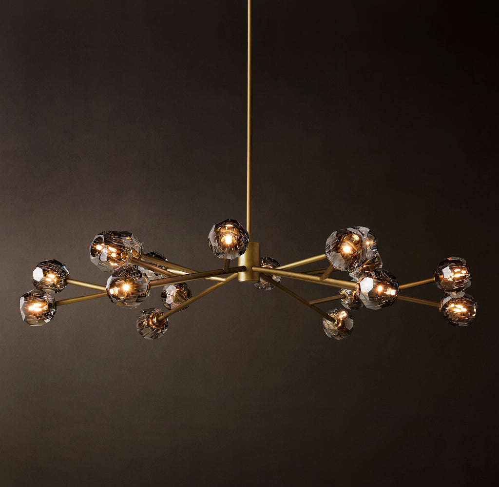 Heritage Boule De Cristal Smoke Glass Round Chandelier – 60" Lacquered Burnished Brass