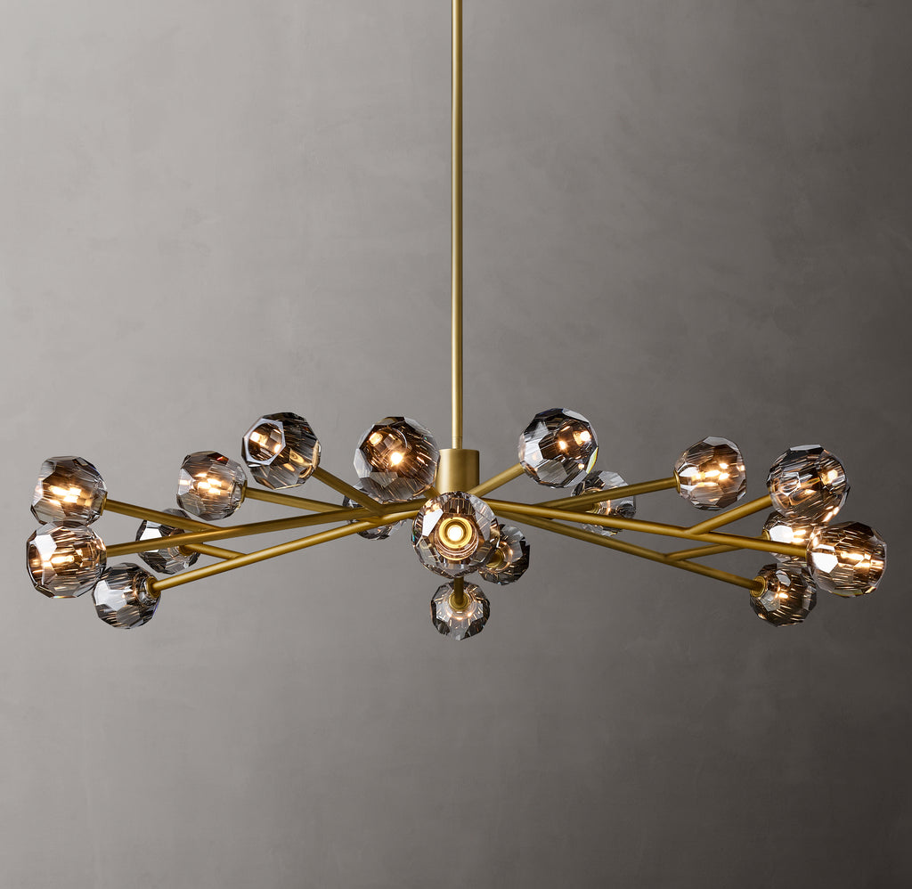 Heritage Boule De Cristal Smoke Glass Round Chandelier – 60" Lacquered Burnished Brass