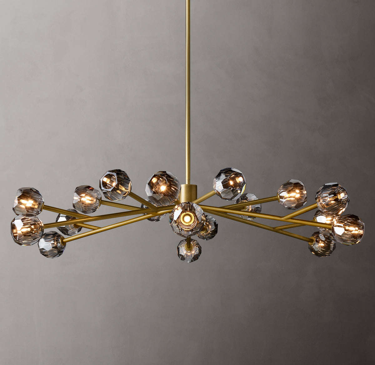 Heritage Boule De Cristal Smoke Glass Round Chandelier – 60" Lacquered Burnished Brass