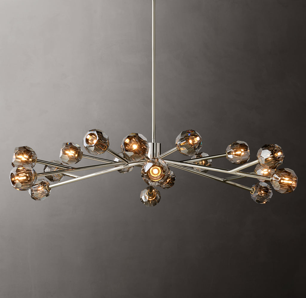 Heritage Boule De Cristal Smoke Glass Round Chandelier – 60" Polished Nickel