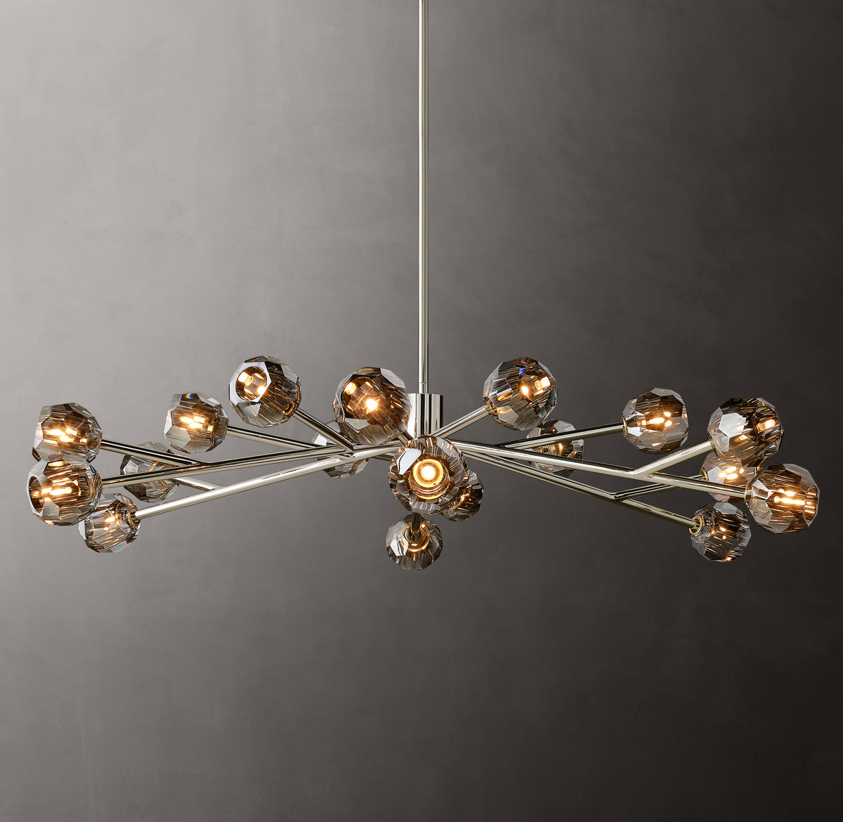 Heritage Boule De Cristal Smoke Glass Round Chandelier – 60" Polished Nickel
