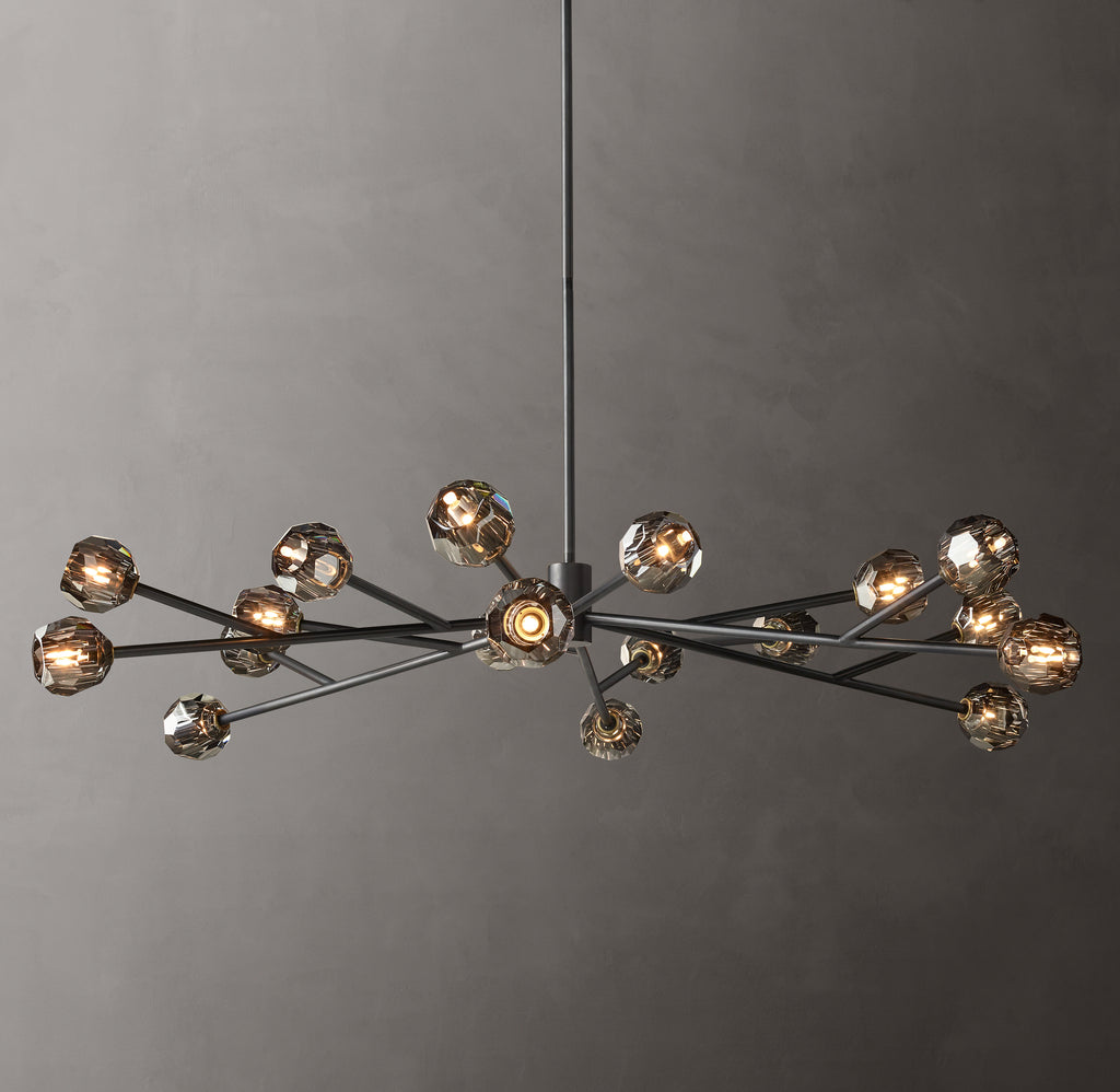 Heritage Boule De Cristal Smoke Glass Round Chandelier – 72" Bronze
