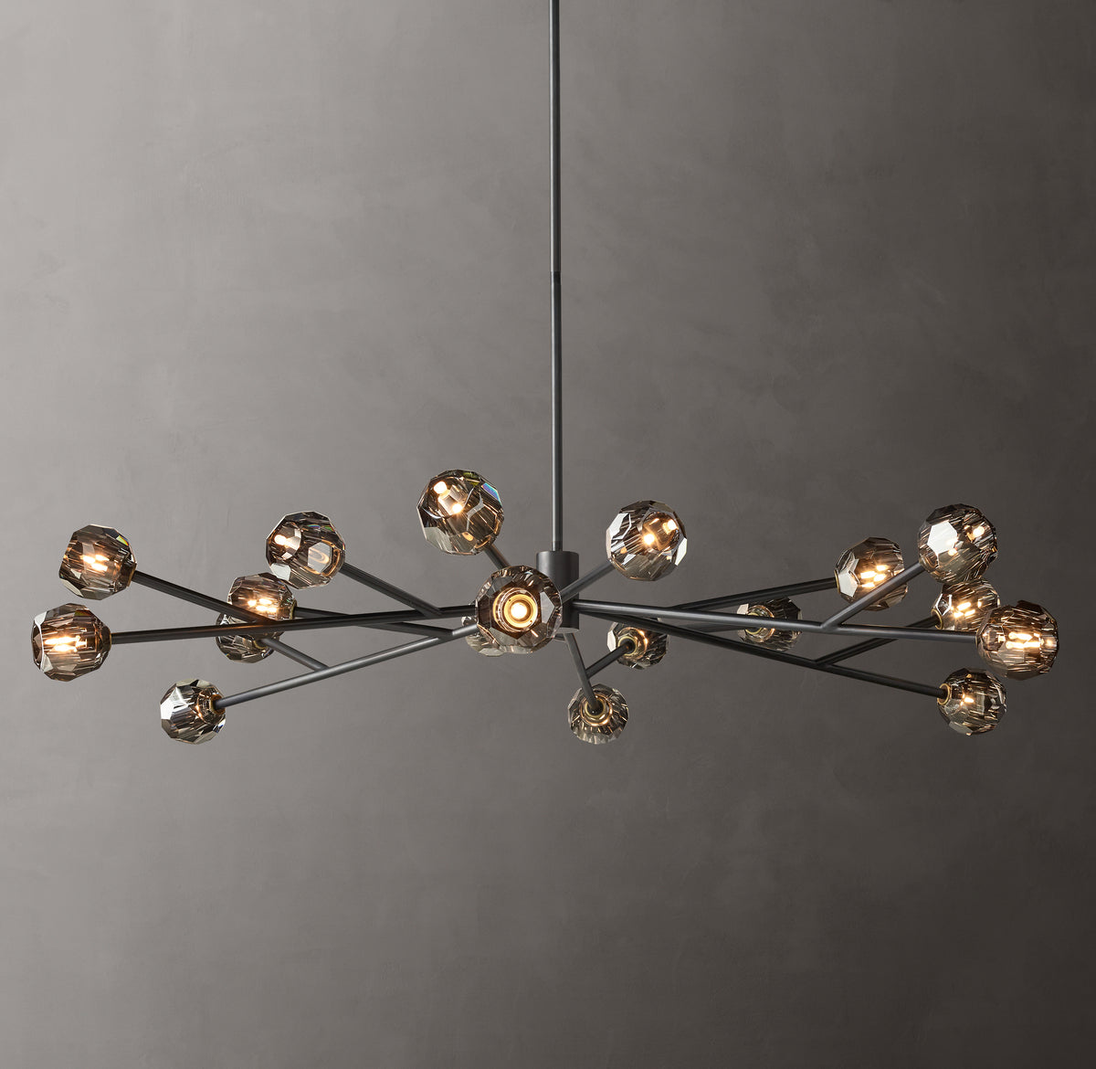 Heritage Boule De Cristal Smoke Glass Round Chandelier – 72" Bronze