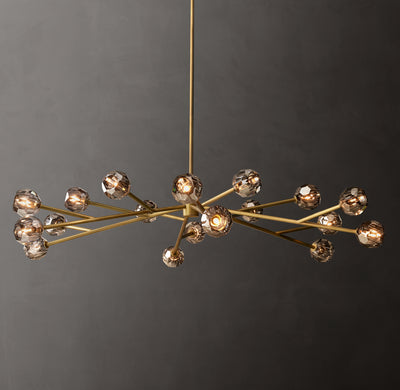 Heritage Boule De Cristal Smoke Glass Round Chandelier – 72" Lacquered Burnished Brass