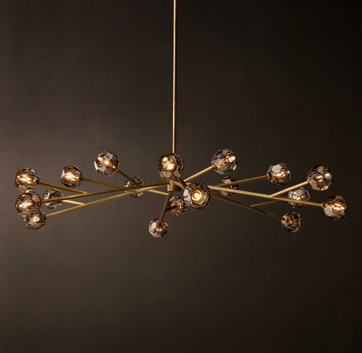 Heritage Boule De Cristal Smoke Glass Round Chandelier – 72" Lacquered Burnished Brass