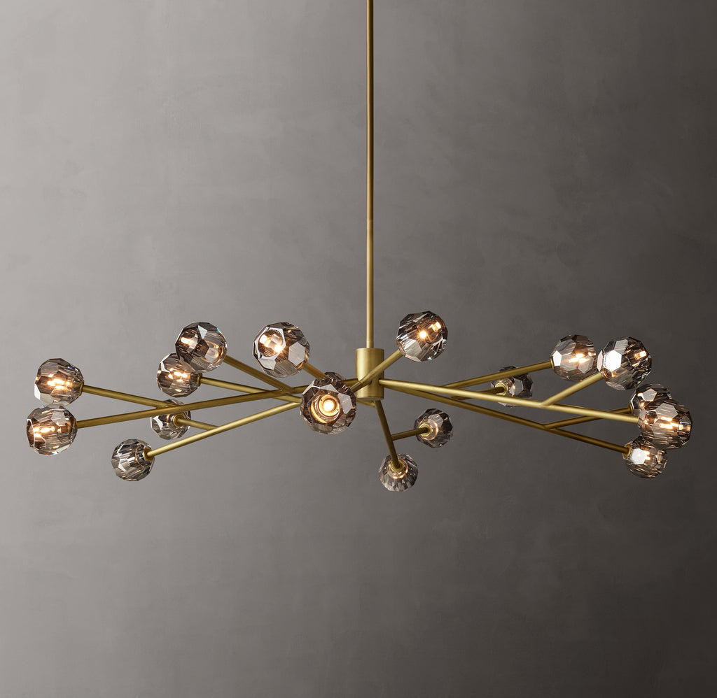 Heritage Boule De Cristal Smoke Glass Round Chandelier – 72" Lacquered Burnished Brass
