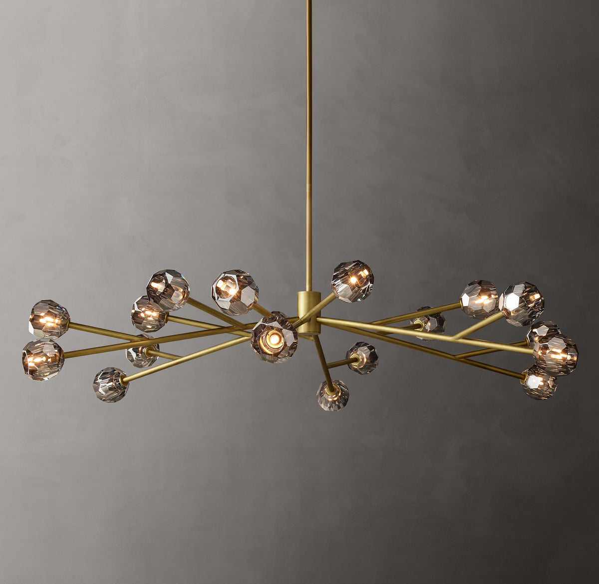 Heritage Boule De Cristal Smoke Glass Round Chandelier – 72" Lacquered Burnished Brass