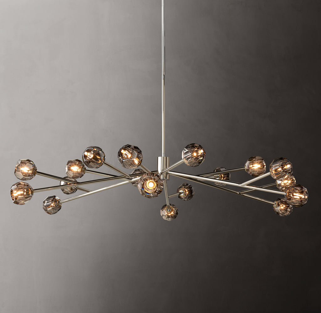 Heritage Boule De Cristal Smoke Glass Round Chandelier – 72" Polished Nickel
