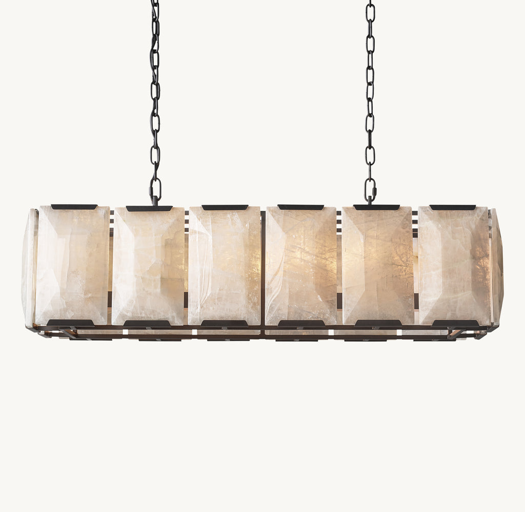 Signature Harlow Calcite Rectangular Chandelier, alternate view