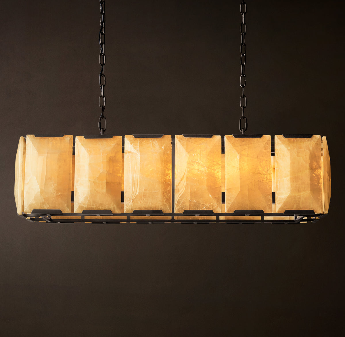 Signature Harlow Calcite Rectangular Chandelier – 42" Iron