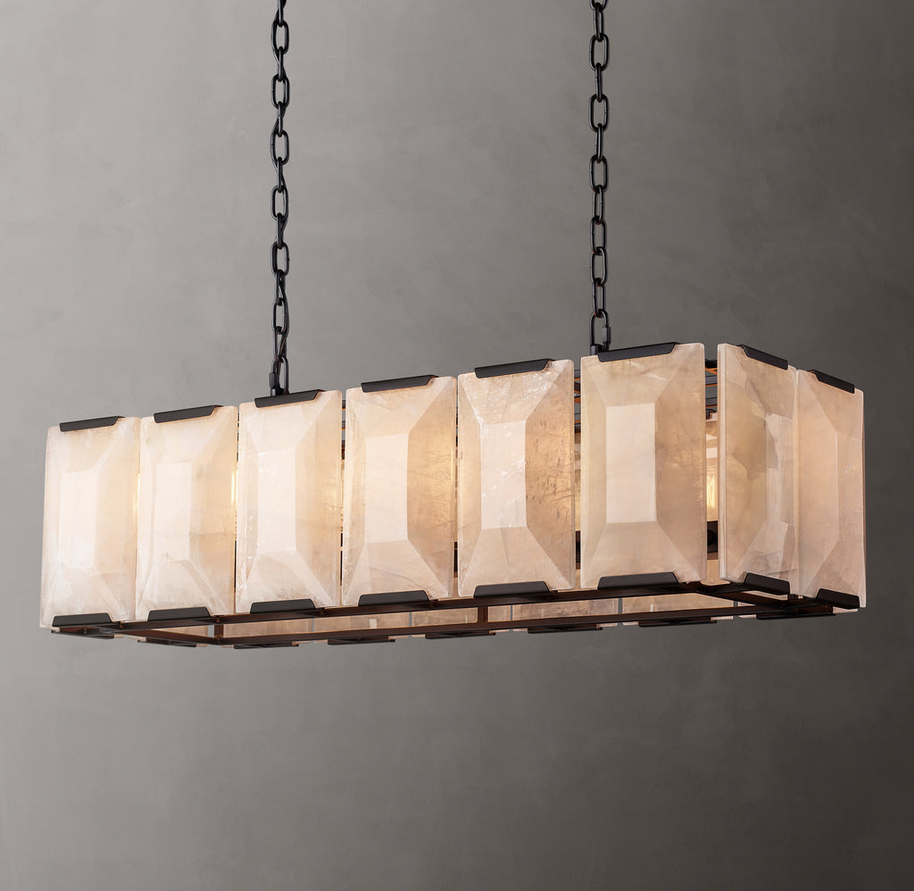 Signature Harlow Calcite Rectangular Chandelier – 42" Iron