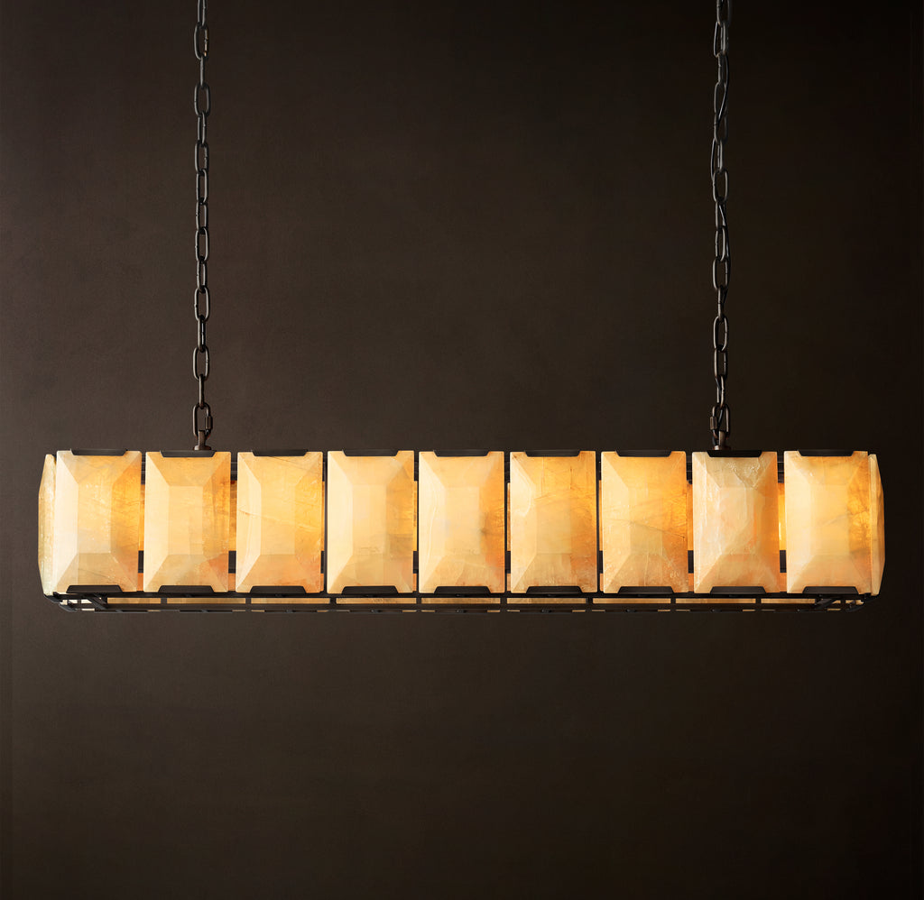 Signature Harlow Calcite Rectangular Chandelier – 62" Iron