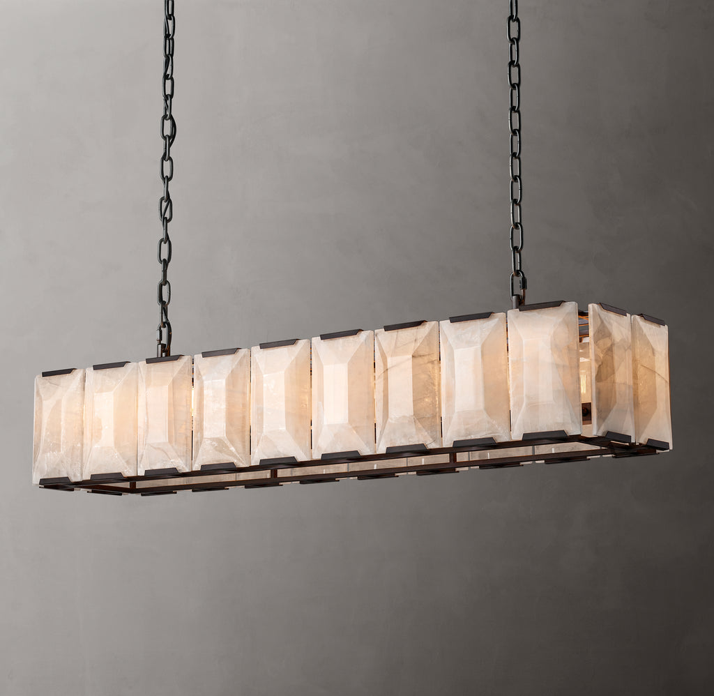 Signature Harlow Calcite Rectangular Chandelier – 62" Iron