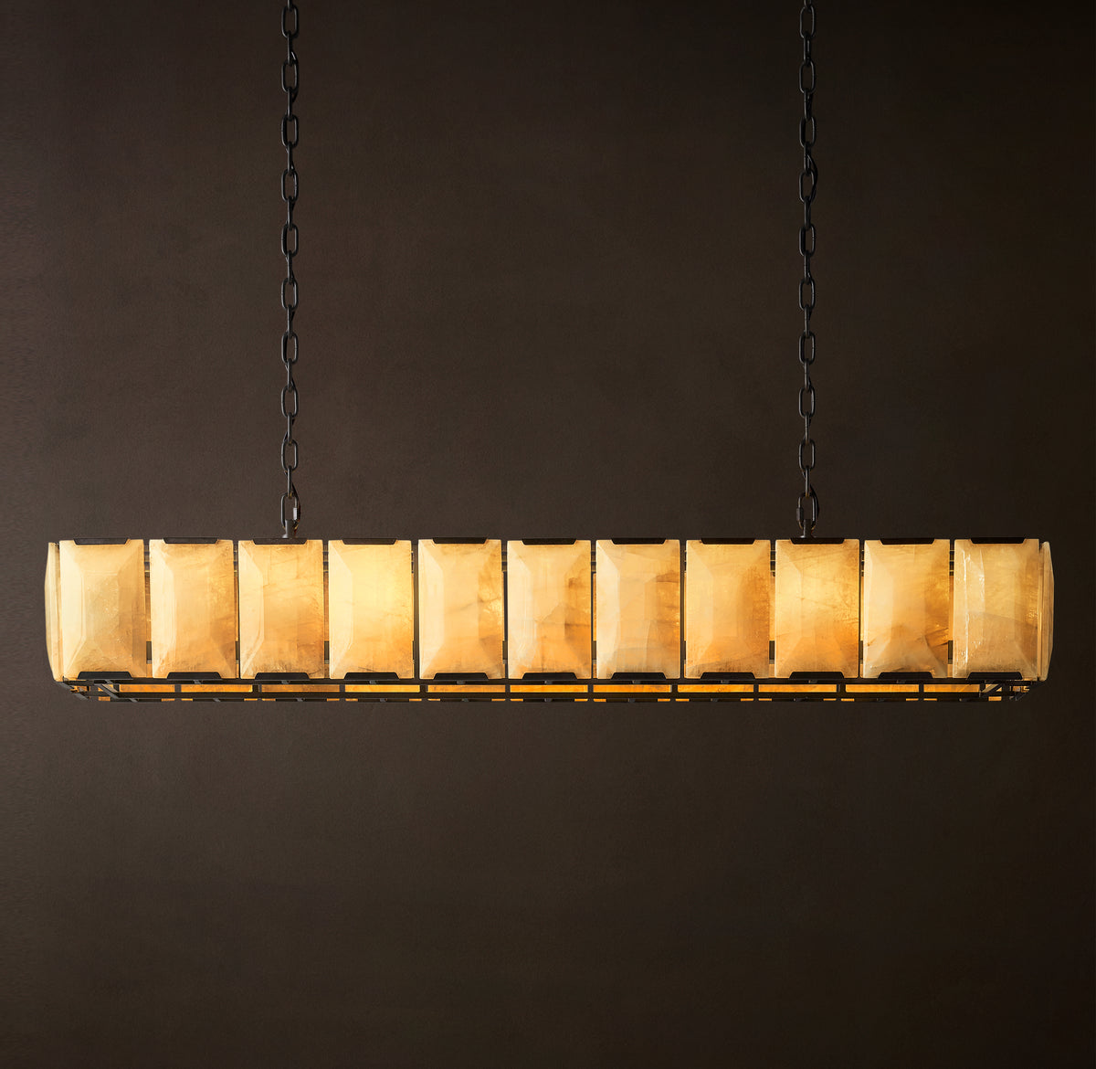 Signature Harlow Calcite Rectangular Chandelier – 74" Iron