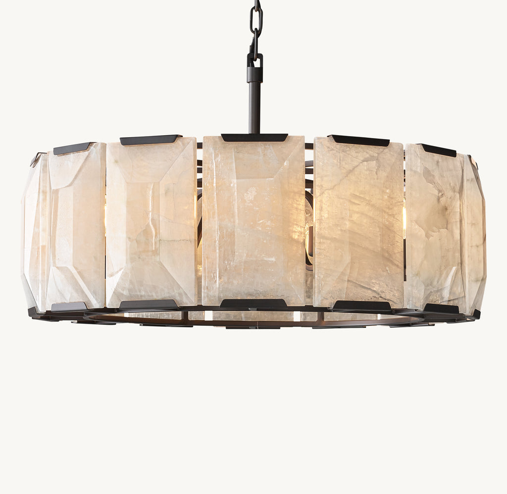 Signature Harlow Calcite Round Chandelier, alternate view