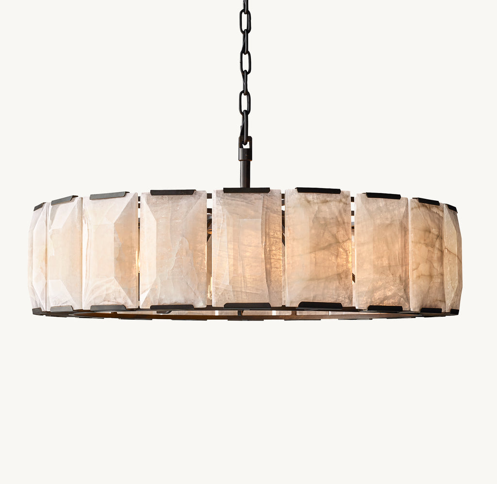 Signature Harlow Calcite Round Chandelier, alternate view