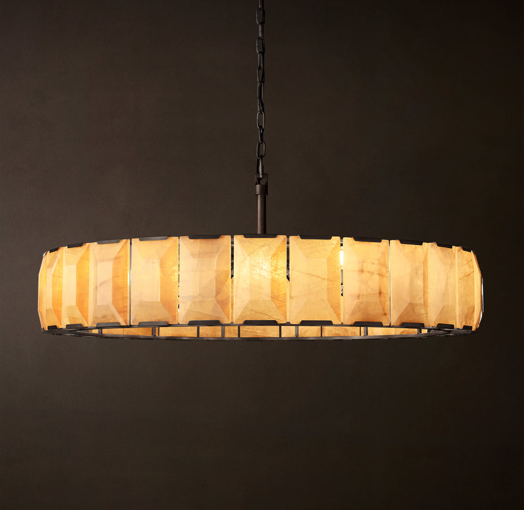 Signature Harlow Calcite Round Chandelier – 60" Iron