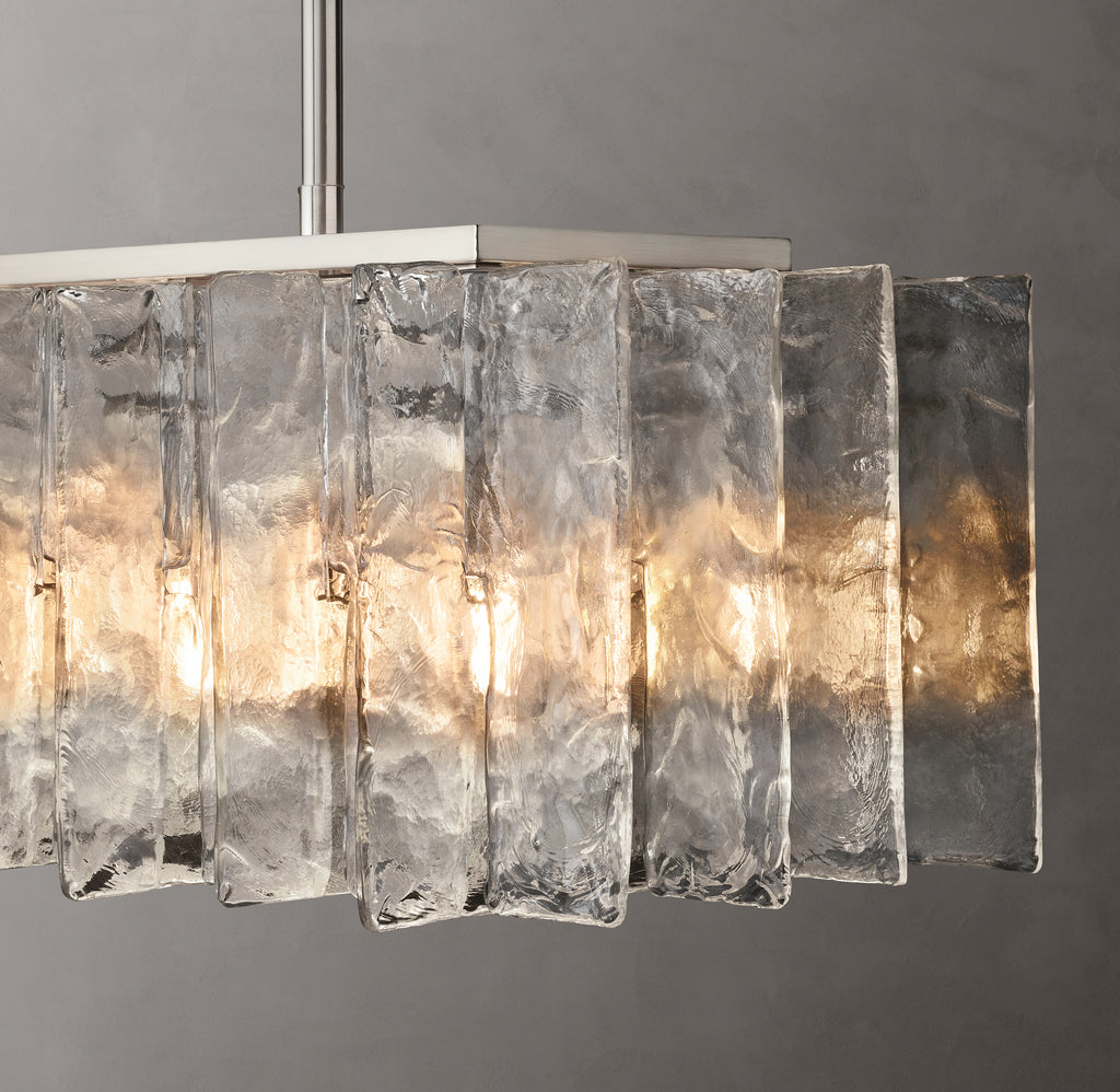 Signature Lattice Clear Glass Rectangular Chandelier – 49"