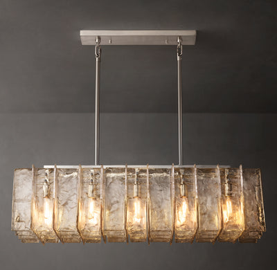 Signature Lattice Clear Glass Rectangular Chandelier – 49"