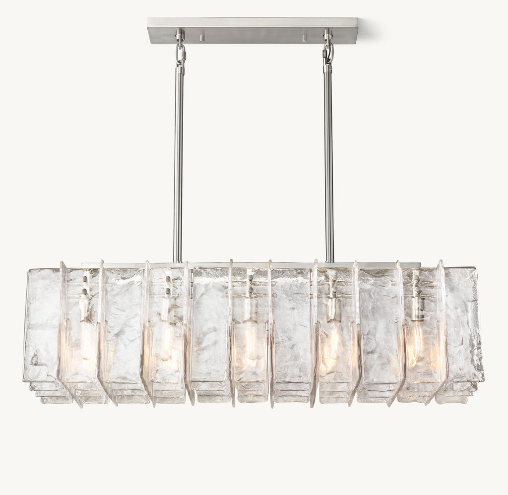 Signature Lattice Clear Glass Rectangular Chandelier, alternate view