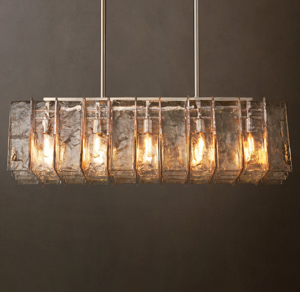 Signature Lattice Clear Glass Rectangular Chandelier – 49"