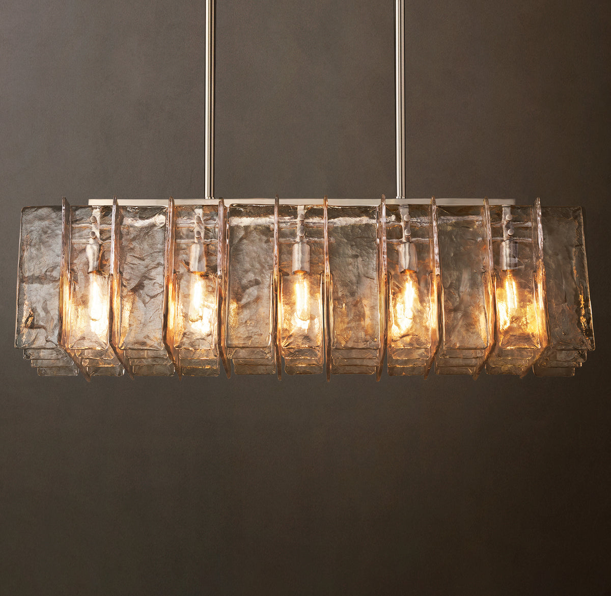 Signature Lattice Clear Glass Rectangular Chandelier – 49"