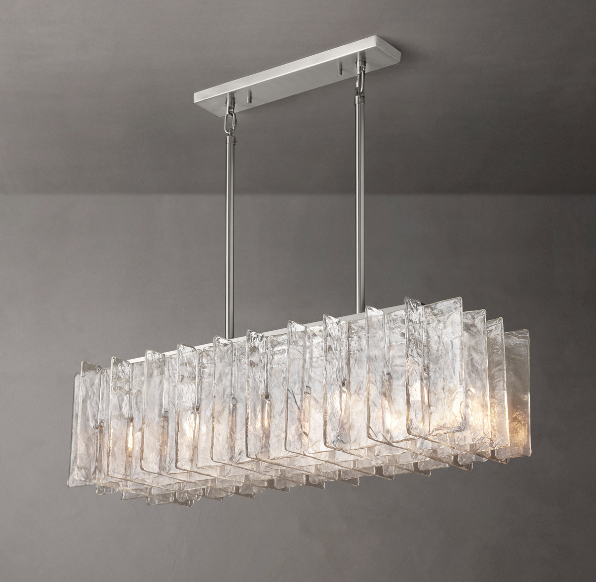 Signature Lattice Clear Glass Rectangular Chandelier – 49"