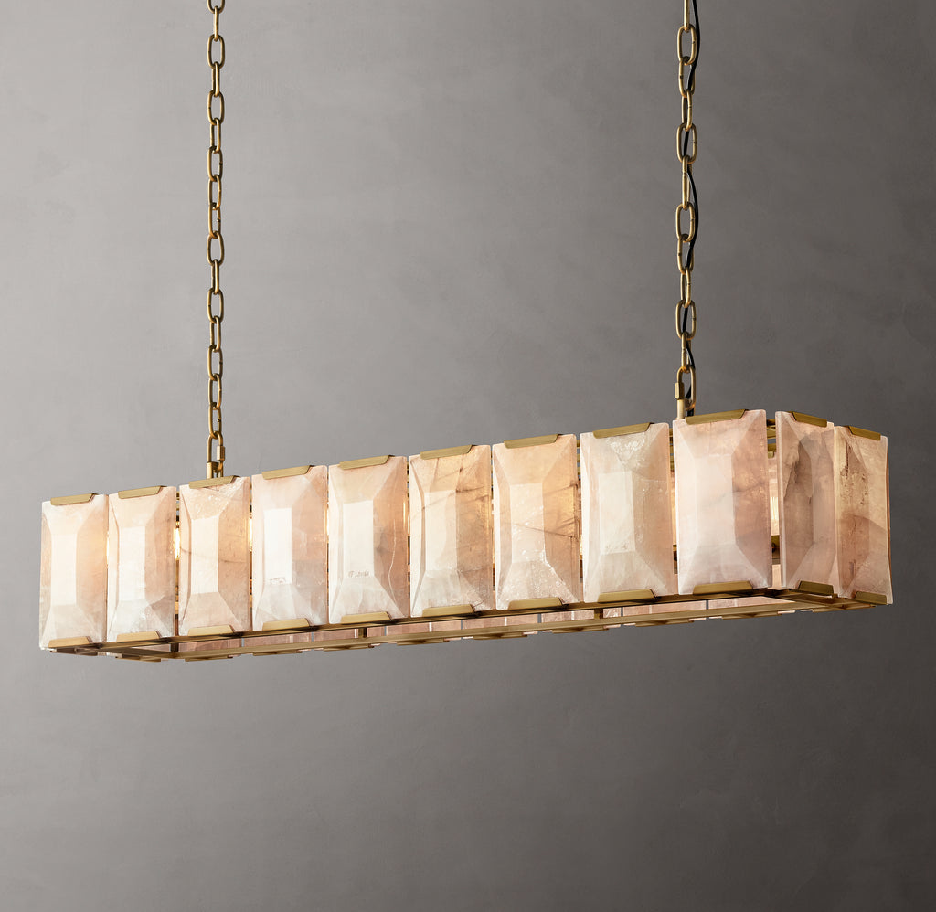 Signature Harlow Calcite Rectangular Chandelier – 62" Lacquered Burnished Brass