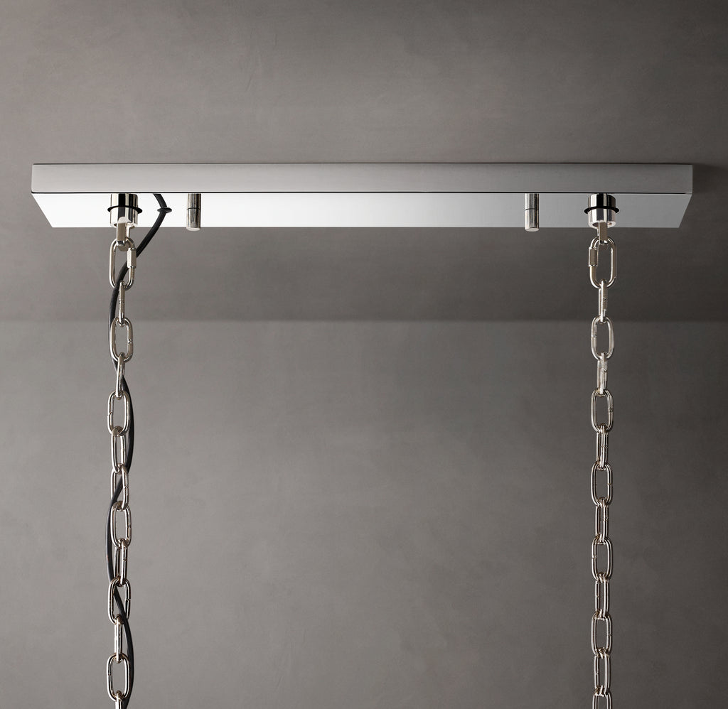 Signature Harlow Calcite Rectangular Chandelier – 42" Polished Stainless Steel