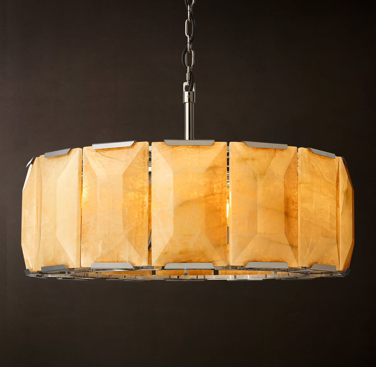 Signature Harlow Calcite Round Chandelier, alternate view