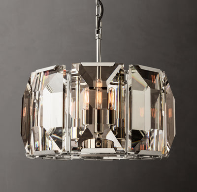 Signature Harlow Crystal Round Chandelier – 19" Polished Stainless Steel