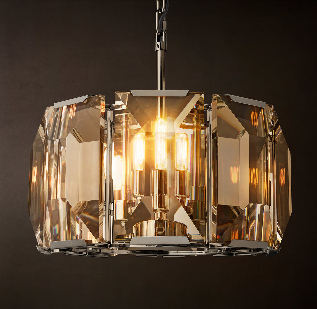 Signature Harlow Crystal Round Chandelier – 19" Polished Stainless Steel