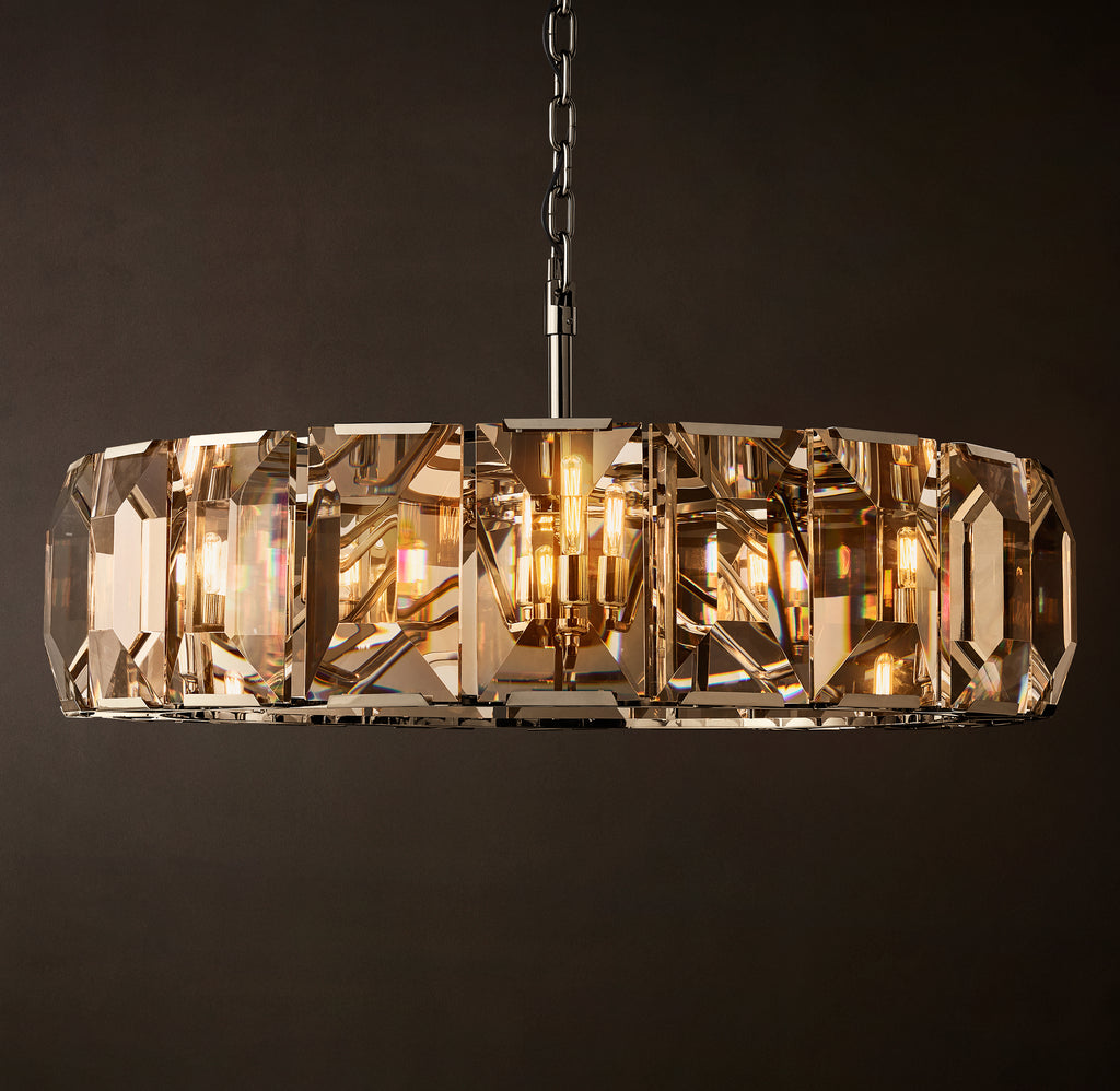 Signature Harlow Crystal Round Chandelier – 43" Polished Stainless Steel