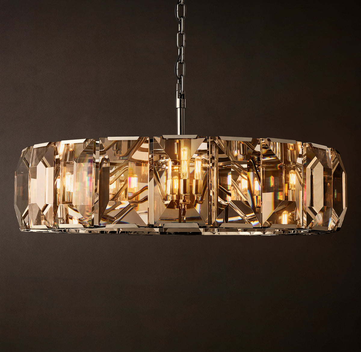 Signature Harlow Crystal Round Chandelier – 43" Polished Stainless Steel