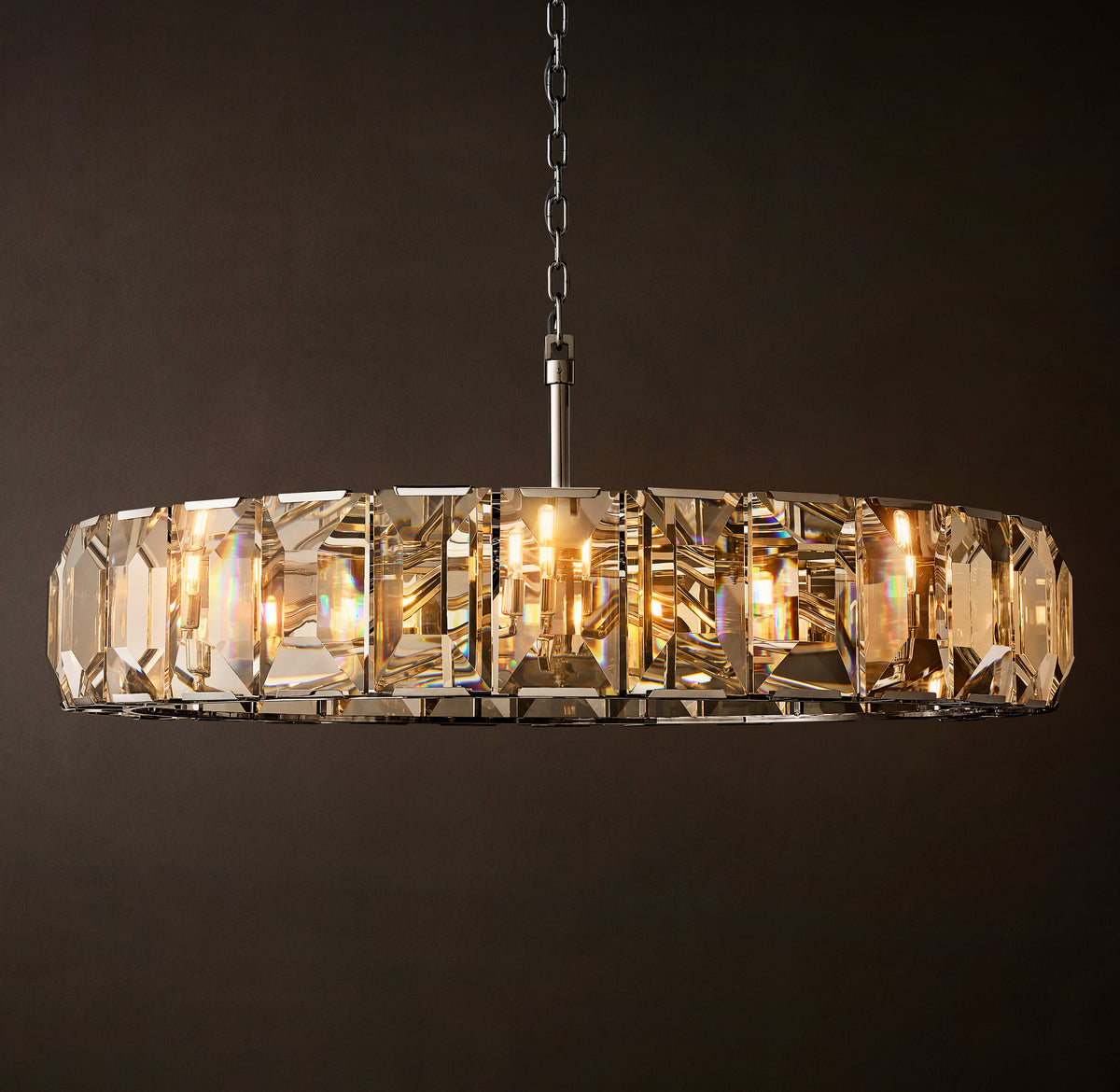 Signature Harlow Crystal Round Chandelier – 60" Polished Stainless Steel