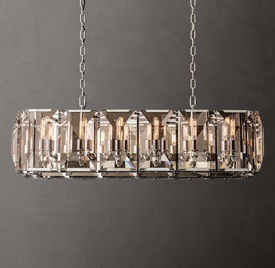 Signature Harlow Crystal Rectangular Chandelier – 42" Polished Stainless Steel